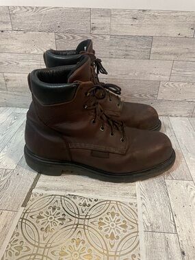 Red wings shoes Brown Leather Work Boots steel toe size 101/2